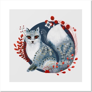 Nordic Folk Art, Woodland Animal Fox Posters and Art